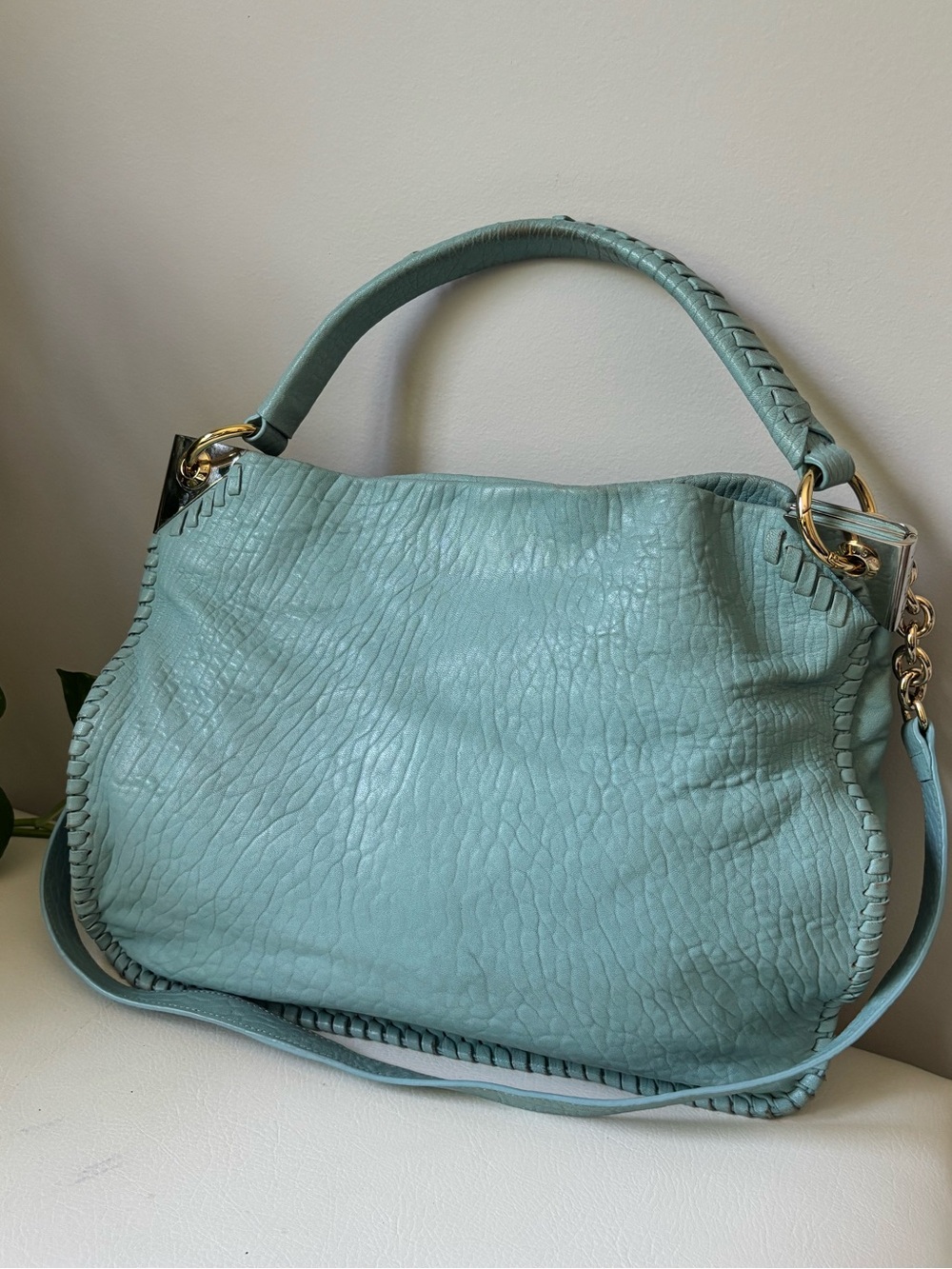 Henri Bendel Soft Aqua Leather Hobo Bag - Women